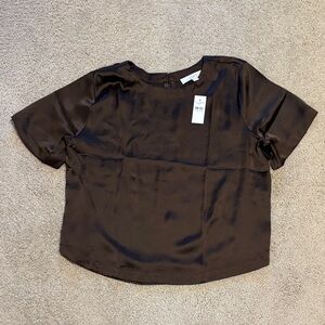 LOFT Dark Brown Satin Blouse